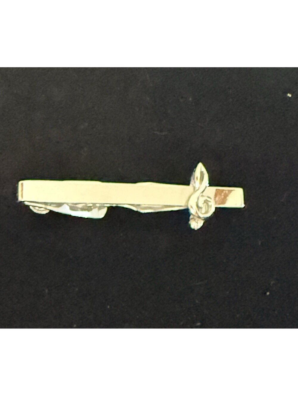 Silver-tone Swank Music Trebel Cleft Tie Clip Bar